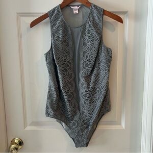 Victoria's Secret Gray Lace Bodysuit